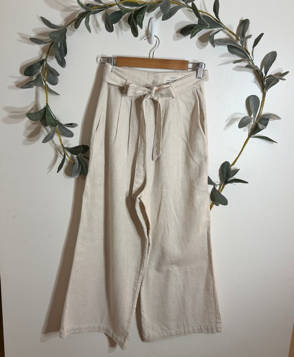 Trovata Birds of Paradis Tina Belted Linen Pants